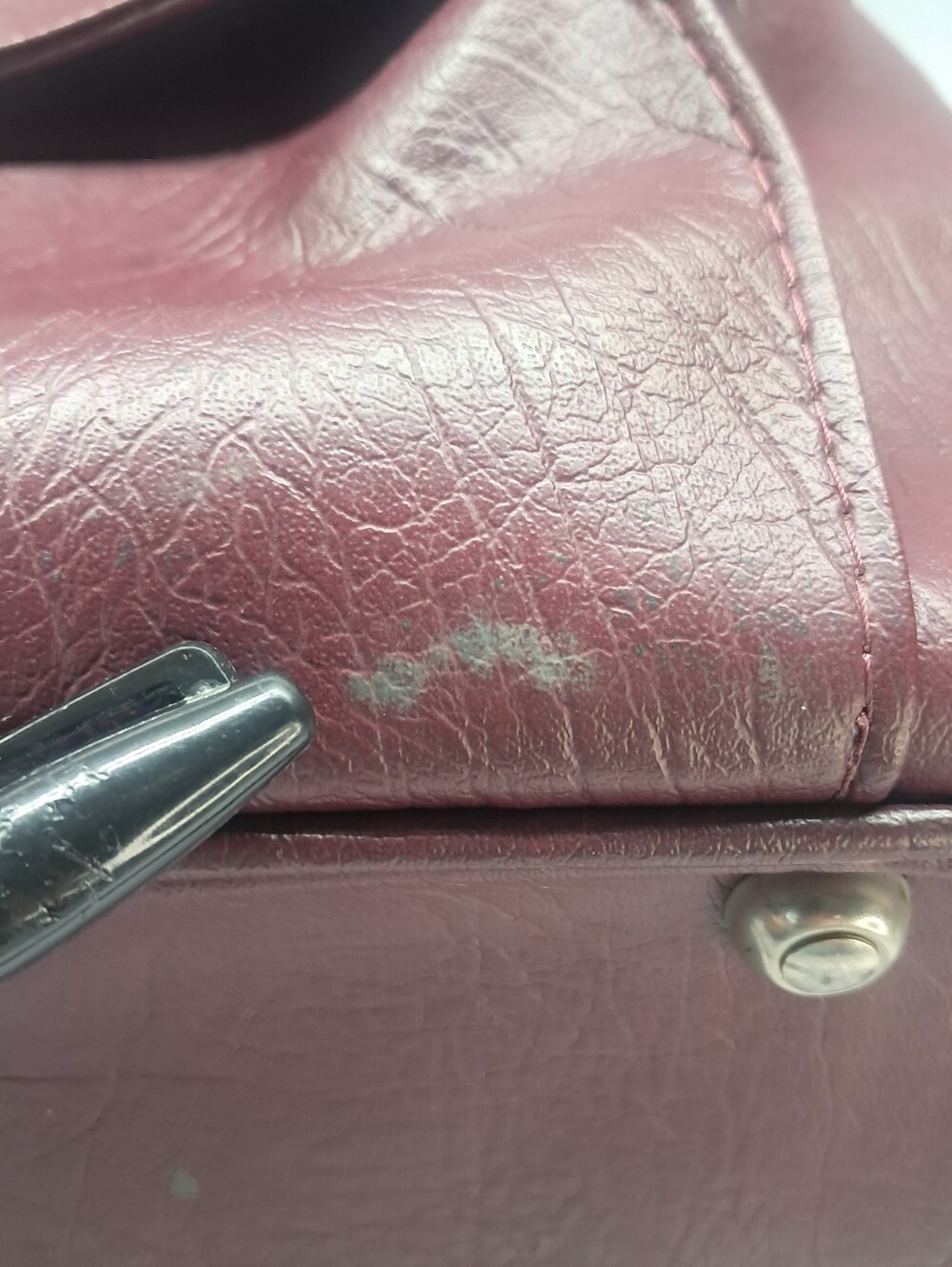 Vintage 1980s Samsonite Burgundy Leather Briefcase Flapover Attache Mexico - Picture 16 of 16